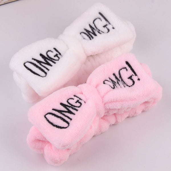 [variant_title] - 2019 New OMG Letter Coral Fleece Wash Face Bow Hairbands For Women Girls Headbands Headwear Hair Bands Turban Hair Accessories