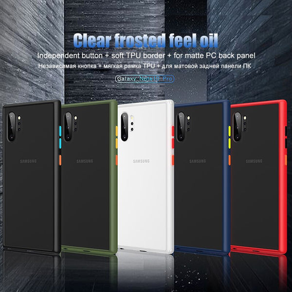 [variant_title] - 360 Shockproof Silicone Bumper Phone Case For Samsung Galaxy Note 10 Plus Note10 Black Transparent Matte Hard Protective Cover