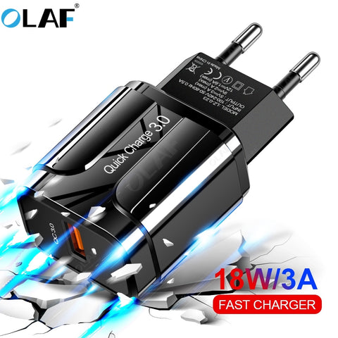 [variant_title] - OLAF Quick Charge 3.0 USB Charger QC 3.0 Fast Charging EU US Plug Adapter Wall Mobile Phone Charger For iPhone Samsung Xiaomi