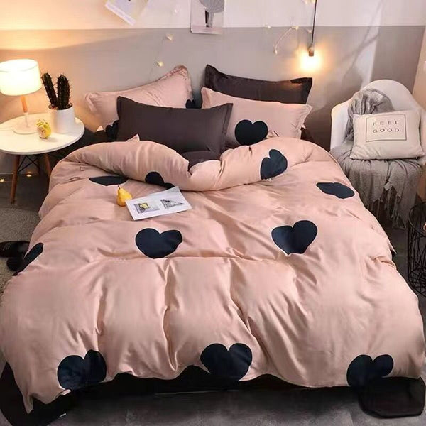 4Pcs/Set Cartoon Warm Bedding Sets Geometric Pattern Bed Linings 4 sizes Grey Blue Duvet Cover Bed Sheet Pillowcases Cover Sets