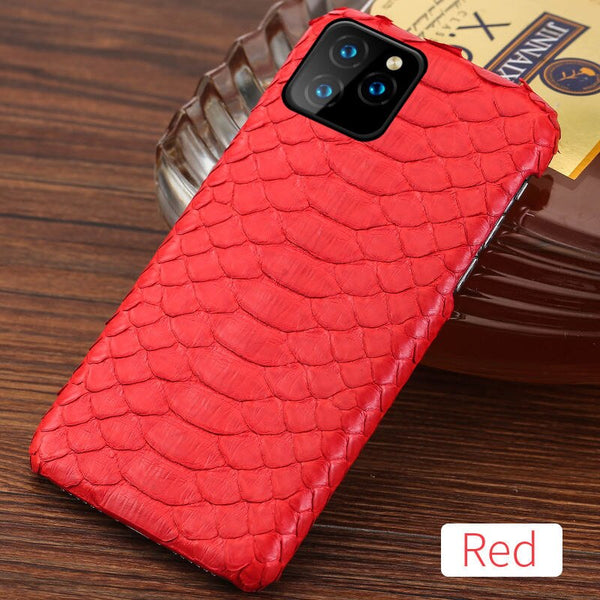 Red / For iPhone 11 - Genuine Leather Python phone case For iPhone 11 11 Pro 11 Pro Max X XS XS xsmax XR 5s se 5 6 6s 7 8 plus snakeskin luxury Cover