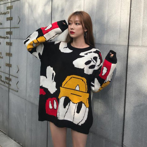 2019 Autumn and winter Korea new Donald Duck Mickey Mouse sweater sweater loose personality sweater cartoon female