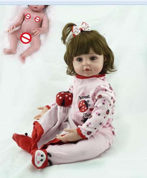 pink beetle / 48cm blue eye - Toy Full body silicone water proof bath toy popular hot selling reborn toddler baby dolls bebe doll reborn lifelike soft touch