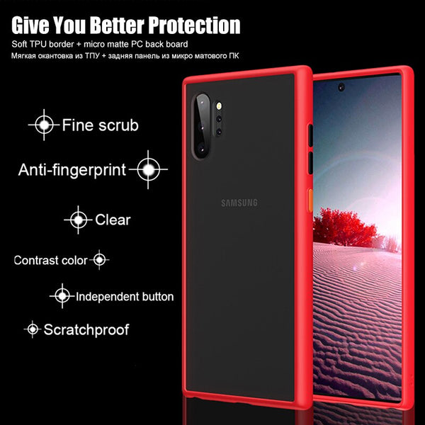 [variant_title] - 360 Shockproof Silicone Bumper Phone Case For Samsung Galaxy Note 10 Plus Note10 Black Transparent Matte Hard Protective Cover