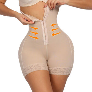 NUDE / S - HEXIN Breasted Lace Butt Lifter High Waist Trainer Body Shapewear Women Fajas Slimming Underwear with Tummy Control Panties