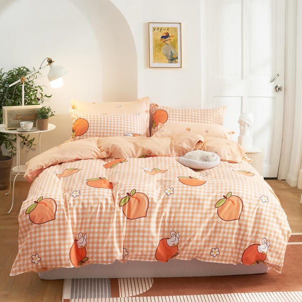 Solstice Home Textile King Queen Bedding Set Orange Stripe Gray Duvet Cover Pillowcase Bed Sheet Girl Adult Woman Bedclothes Kit