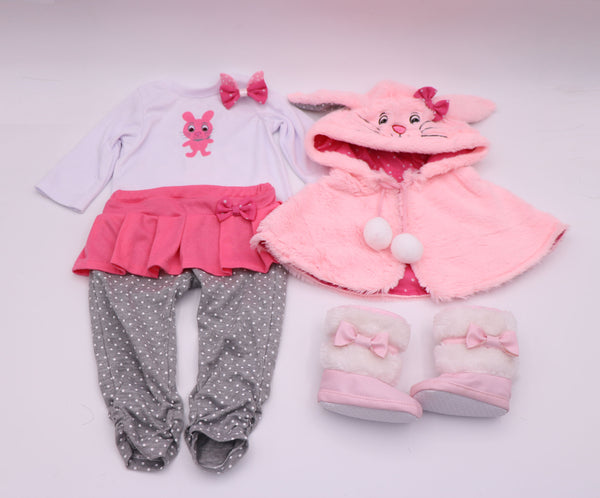 [variant_title] - 47cm/58cm silicone bebe reborn doll pink cute rabbit costume realistic baby baby gives children the best birthday Christmas gift