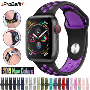 [variant_title] - New Breathable Silicone Sports Band for Apple Watch 5 4 3 2 1 42MM 38MM rubber strap bands for Nike+ Iwatch 5 4 3 40mm 44mm