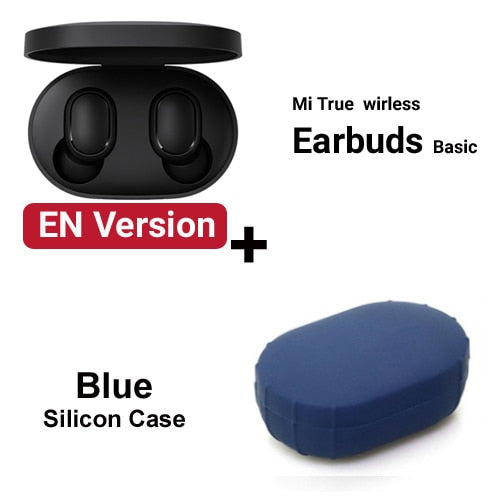 EN Add Blue Case - Original Xiaomi Redmi Airdots Xiaomi Wireless earphone Voice control Bluetooth 5.0 Noise reduction Tap Control