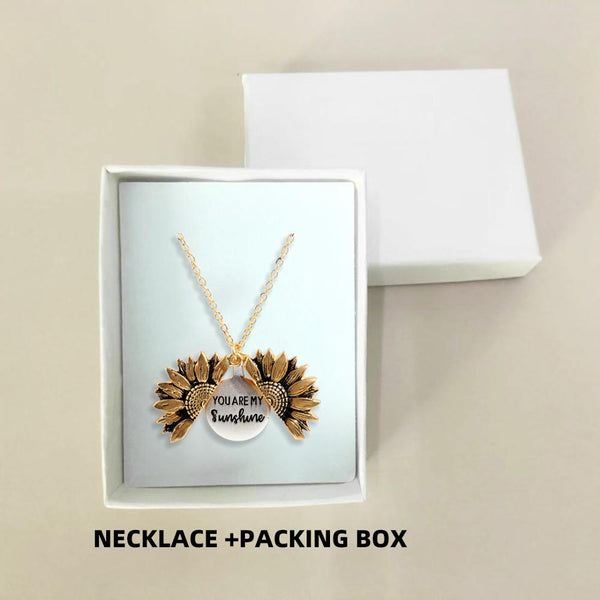 necklace with box - 2019 New Women Gold Necklace Custom You are my sunshine Open Locket Sunflower Pendant Necklace Free Dropshipping