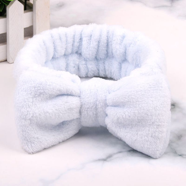 Light Blue - 2019 New OMG Letter Coral Fleece Wash Face Bow Hairbands For Women Girls Headbands Headwear Hair Bands Turban Hair Accessories