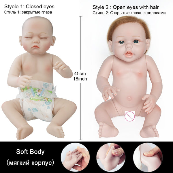 [variant_title] - Reborn baby doll 18" Inch Realistic Newborn Baby Dolls Reborn Lifelike Full Body Silicone Babies Handmade Toddler Dolls Toys