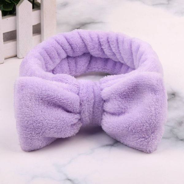 Purple - 2019 New OMG Letter Coral Fleece Wash Face Bow Hairbands For Women Girls Headbands Headwear Hair Bands Turban Hair Accessories