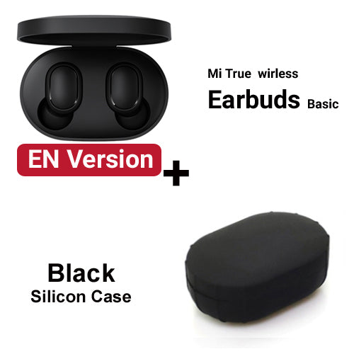 EN Add Black Case - Original Xiaomi Redmi Airdots Xiaomi Wireless earphone Voice control Bluetooth 5.0 Noise reduction Tap Control