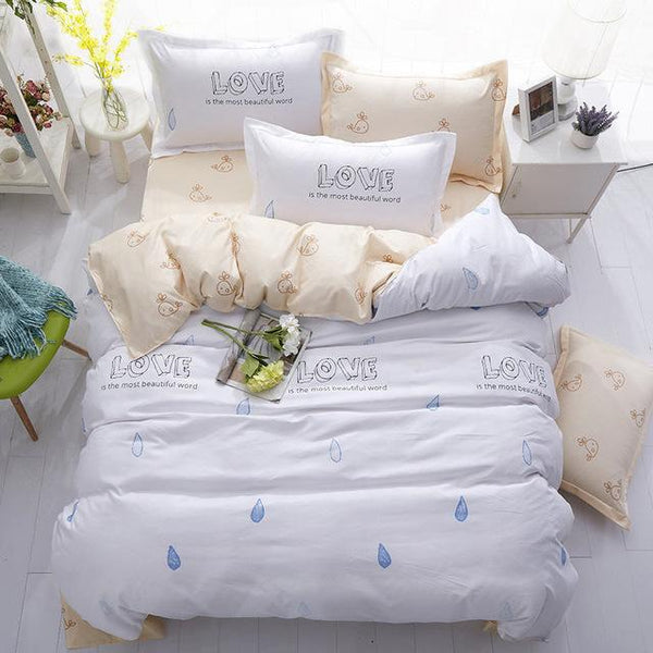 Yellow Lemon Printed 4pcs Girl Boy Kid Bed Cover Set Duvet Cover Adult Child Bed Sheet Pillowcases Comforter Bedding Set 61016