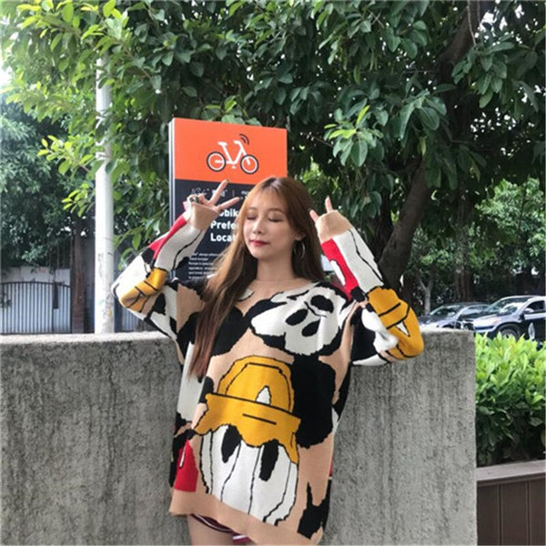 2019 Autumn and winter Korea new Donald Duck Mickey Mouse sweater sweater loose personality sweater cartoon female