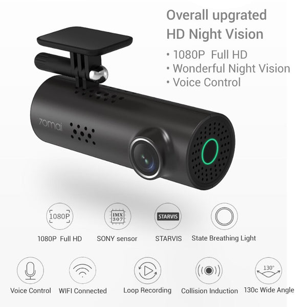 [variant_title] - 70mai Car DVR 1S APP & English Voice Control 70mai 1S 1080P HD Night Vision 70 MAI 1S Car Camera Recorder WiFi 70mai Dash Cam 1S