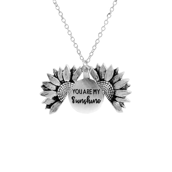 [variant_title] - 2019 New Women Gold Necklace Custom You are my sunshine Open Locket Sunflower Pendant Necklace Free Dropshipping