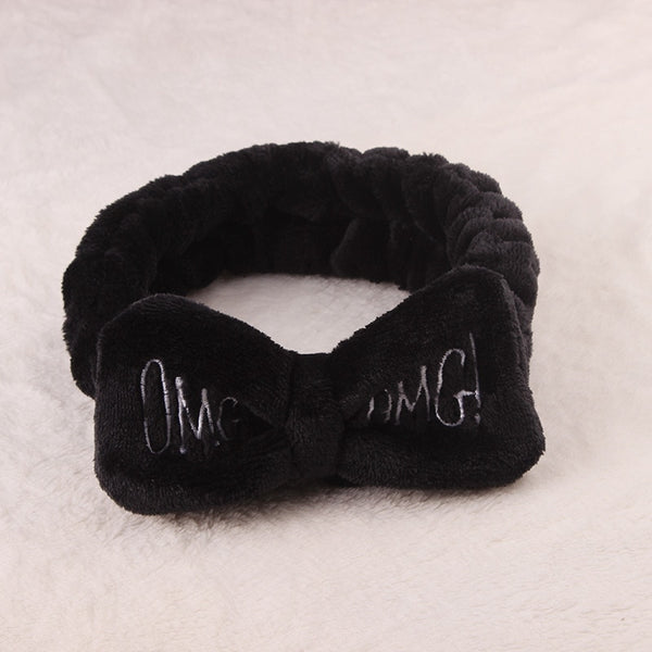 black white - New Letter OMG Coral Fleece Soft Bow Headbands For Women Girls Cute Hair Holder Hairbands Hair Bands Headwear Hair Accessories