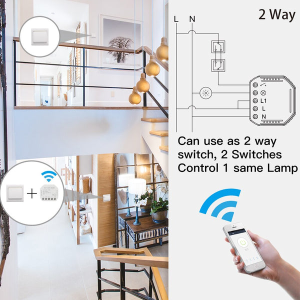 [variant_title] - Wifi Smart Light Switch Diy Breaker Automation Module Smart Life/Tuya APP Remote Control,Works with Alexa Google Home 1/2 Way