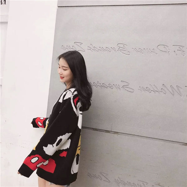 2019 Autumn and winter Korea new Donald Duck Mickey Mouse sweater sweater loose personality sweater cartoon female