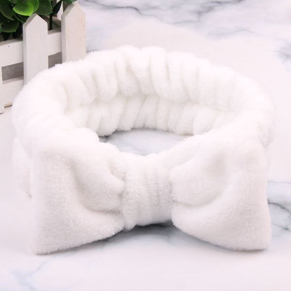 White - 2019 New OMG Letter Coral Fleece Wash Face Bow Hairbands For Women Girls Headbands Headwear Hair Bands Turban Hair Accessories