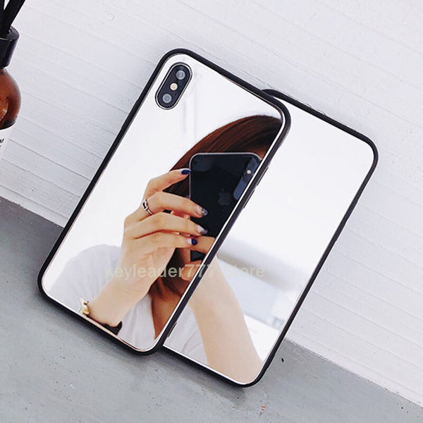 Shock-Proof Phone Case For iPhone 11 Pro XS MAX XR 7 8 Plus X Luxury Cosmetic mirror Girly Glass TPU+PC Phone Back Cover Coque