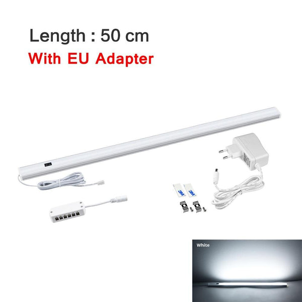 White 50cm x 1Pcs - Kitchen Cabinet Accessories LED Lights Hand Sweep Switch Led Lamp with EU Plug 5W/6W/7W Wardrobe Closet Night Lamp Home Lighting