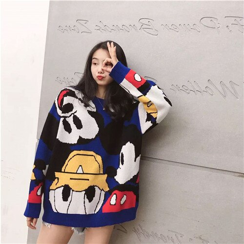 2019 Autumn and winter Korea new Donald Duck Mickey Mouse sweater sweater loose personality sweater cartoon female