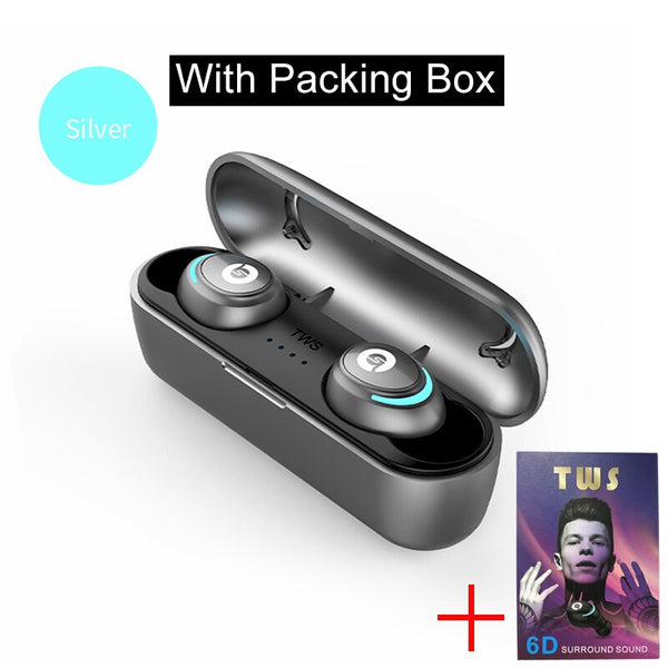 Silver - Bluetooth 5.0 Wireless Earphone TWS In Ear Headphones Handsfree Earphones Headphone Sport Earbuds Headset For Phone With Mic