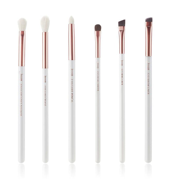 T221(6pcs) - Jessup brushes Pearl White/Rose Gold Makeup brushes set Professional Beauty Make up brush Natural hair Foundation Powder Blushes