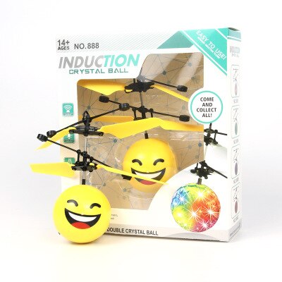 Smiley face - Suspended Illuminating Intelligent Induction Aircraft New Strange Crystal Ball Aircraft Children's Toys