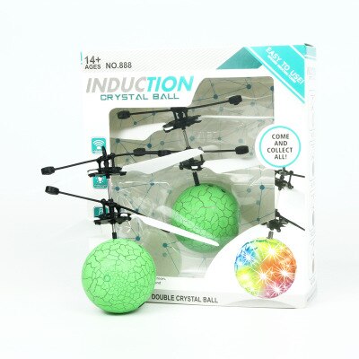 Crack ball green - Suspended Illuminating Intelligent Induction Aircraft New Strange Crystal Ball Aircraft Children's Toys