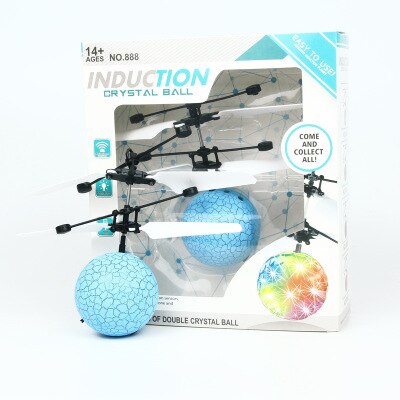 Crack ball blue - Suspended Illuminating Intelligent Induction Aircraft New Strange Crystal Ball Aircraft Children's Toys