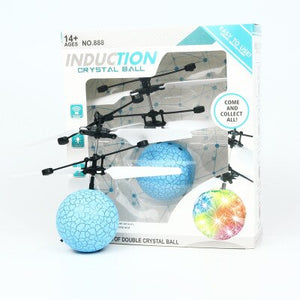 Crack ball blue - Suspended Illuminating Intelligent Induction Aircraft New Strange Crystal Ball Aircraft Children's Toys