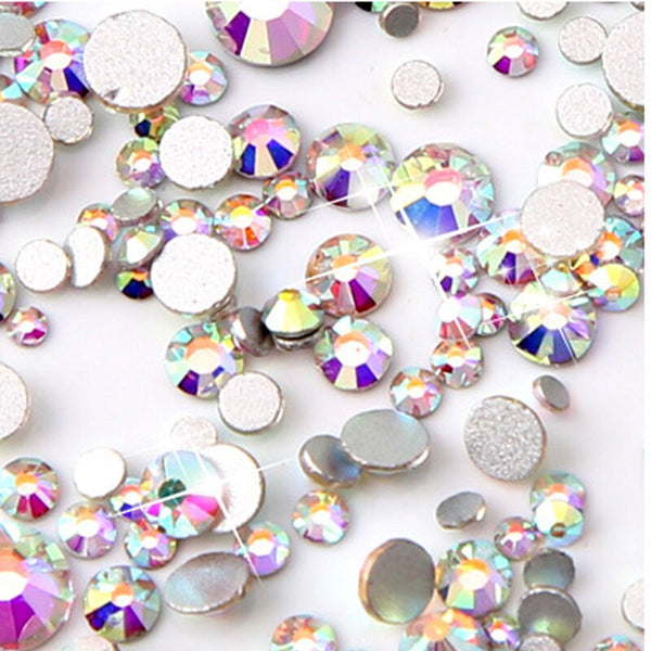 [variant_title] - Mix Sizes 1000PCS/Pack Crystal Clear AB Non Hotfix Flatback Rhinestones Nail Rhinestones For Nails 3D Nail Art Decoration Gems