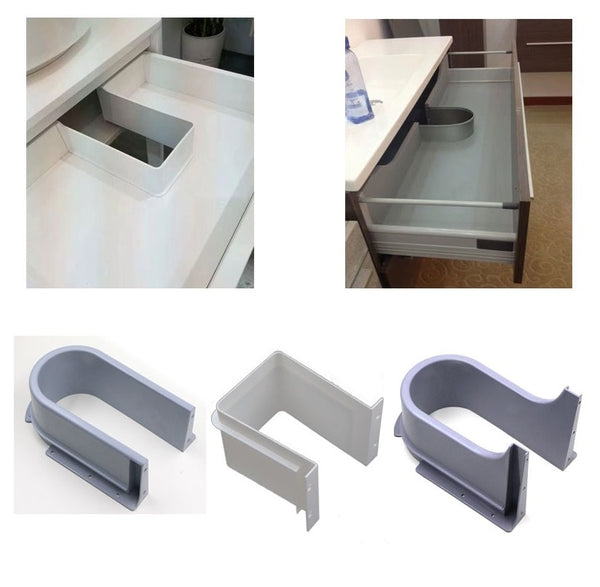 [variant_title] - Plastic U Shape Drain Pipe Bathroom Cabinet Sink Drawer Pull Out Kitchen Bath Recessed U under Sink Drainage Grommet