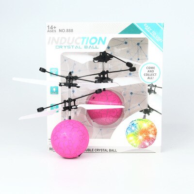 Crack ball pink - Suspended Illuminating Intelligent Induction Aircraft New Strange Crystal Ball Aircraft Children's Toys