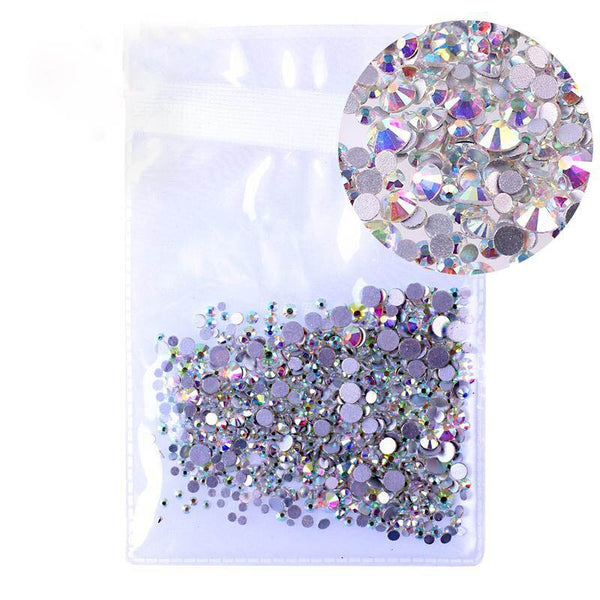 02 AB 1000 pcs - Mix Sizes 1000PCS/Pack Crystal Clear AB Non Hotfix Flatback Rhinestones Nail Rhinestones For Nails 3D Nail Art Decoration Gems