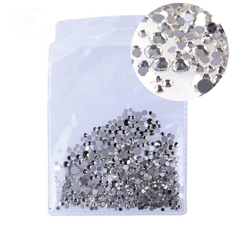 01 White 1000 pcs - Mix Sizes 1000PCS/Pack Crystal Clear AB Non Hotfix Flatback Rhinestones Nail Rhinestones For Nails 3D Nail Art Decoration Gems